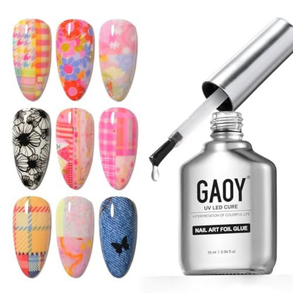 GAOY 16ml Nail Foil Glue – High Adhesion Foil Transfer Gel for Nail Art Stickers, Soak Off UV Light Cure Gel Nail Polish