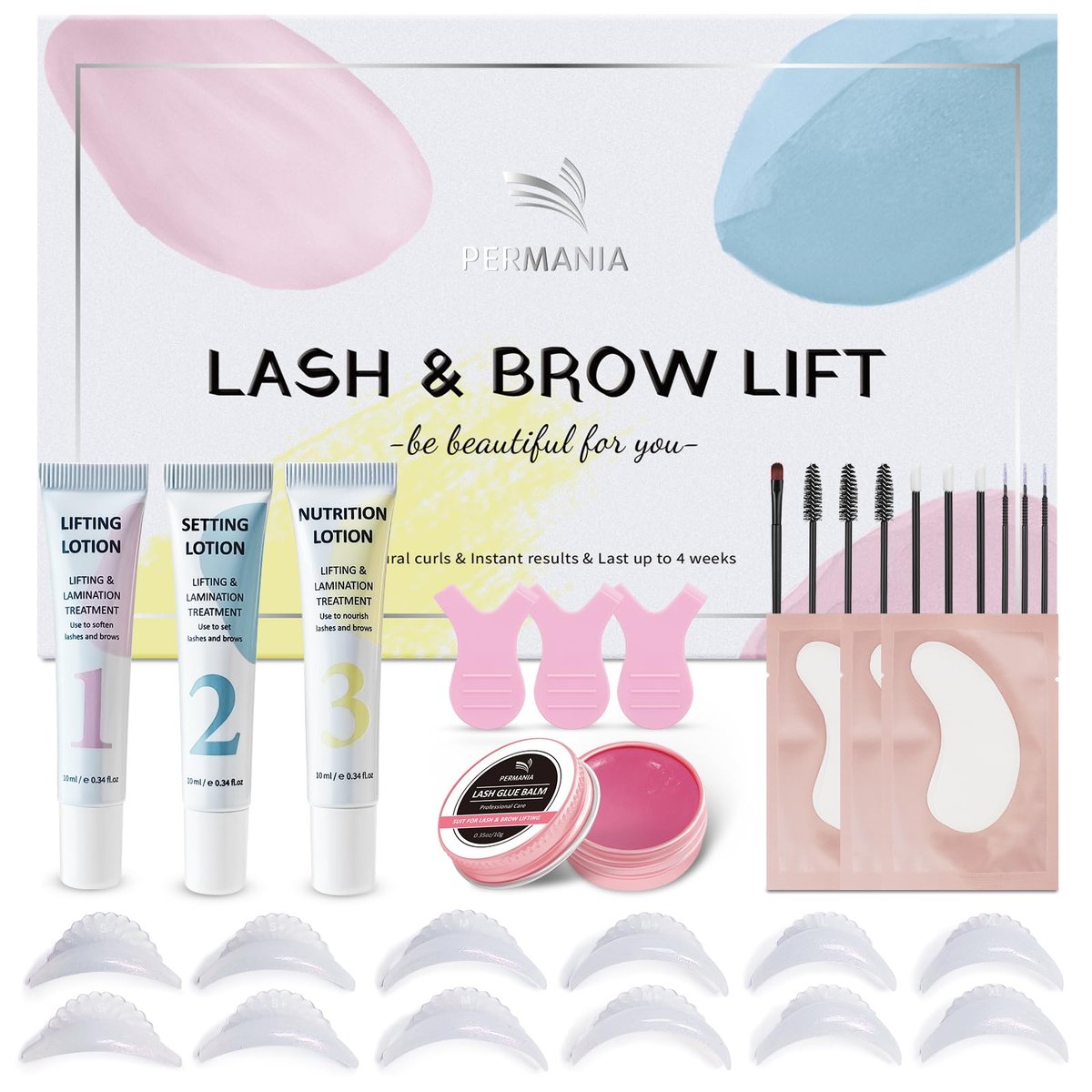 PERMANIA Korean Lash Lift Kit & Brow Lamination Kit - Tube Design Easy Application for Natural Lifting & Curling with Detailed Instructions Avelisse