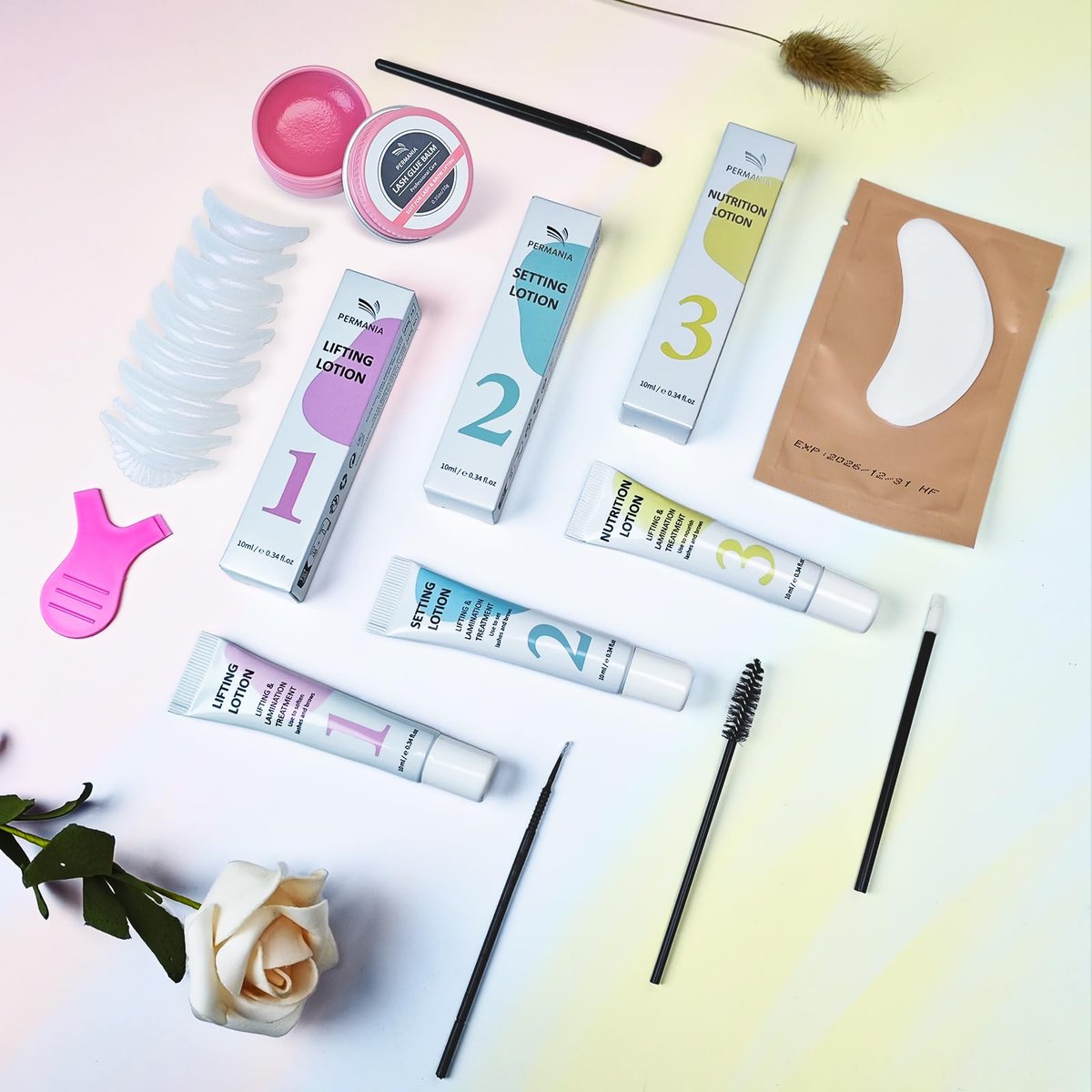 PERMANIA Korean Lash Lift Kit & Brow Lamination Kit - Tube Design Easy Application for Natural Lifting & Curling with Detailed Instructions Avelisse