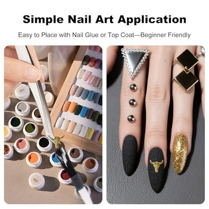 ZGGAZCA 100Pcs Cowboy Nail Charms - Western Rodeo Nail Art Decorations, Gold Silver Gunmetal Nail Accessories for Acrylic Designs Avelisse