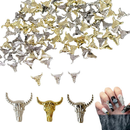 ZGGAZCA 100Pcs Cowboy Nail Charms - Western Rodeo Nail Art Decorations, Gold Silver Gunmetal Nail Accessories for Acrylic Designs Avelisse