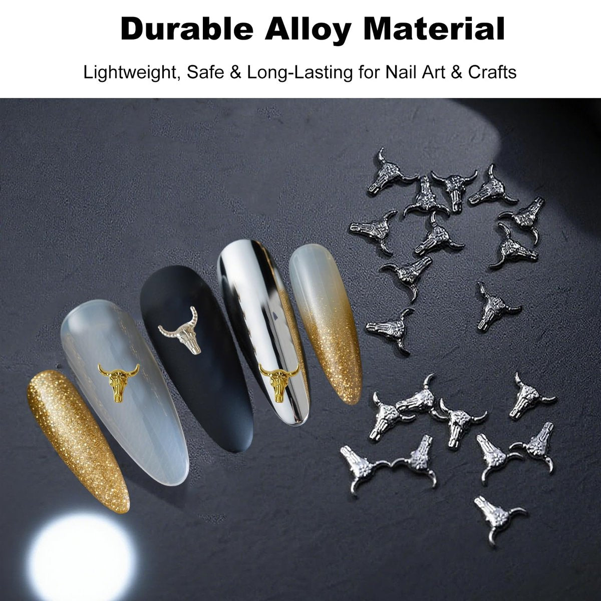 ZGGAZCA 100Pcs Cowboy Nail Charms - Western Rodeo Nail Art Decorations, Gold Silver Gunmetal Nail Accessories for Acrylic Designs Avelisse