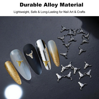 ZGGAZCA 100Pcs Cowboy Nail Charms - Western Rodeo Nail Art Decorations, Gold Silver Gunmetal Nail Accessories for Acrylic Designs Avelisse