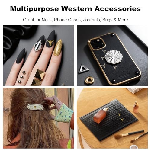 ZGGAZCA 100Pcs Cowboy Nail Charms - Western Rodeo Nail Art Decorations, Gold Silver Gunmetal Nail Accessories for Acrylic Designs Avelisse