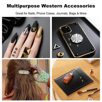 ZGGAZCA 100Pcs Cowboy Nail Charms - Western Rodeo Nail Art Decorations, Gold Silver Gunmetal Nail Accessories for Acrylic Designs Avelisse