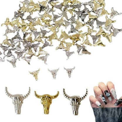 ZGGAZCA 100Pcs Cowboy Nail Charms - Western Rodeo Nail Art Decorations, Gold Silver Gunmetal Nail Accessories for Acrylic Designs Avelisse