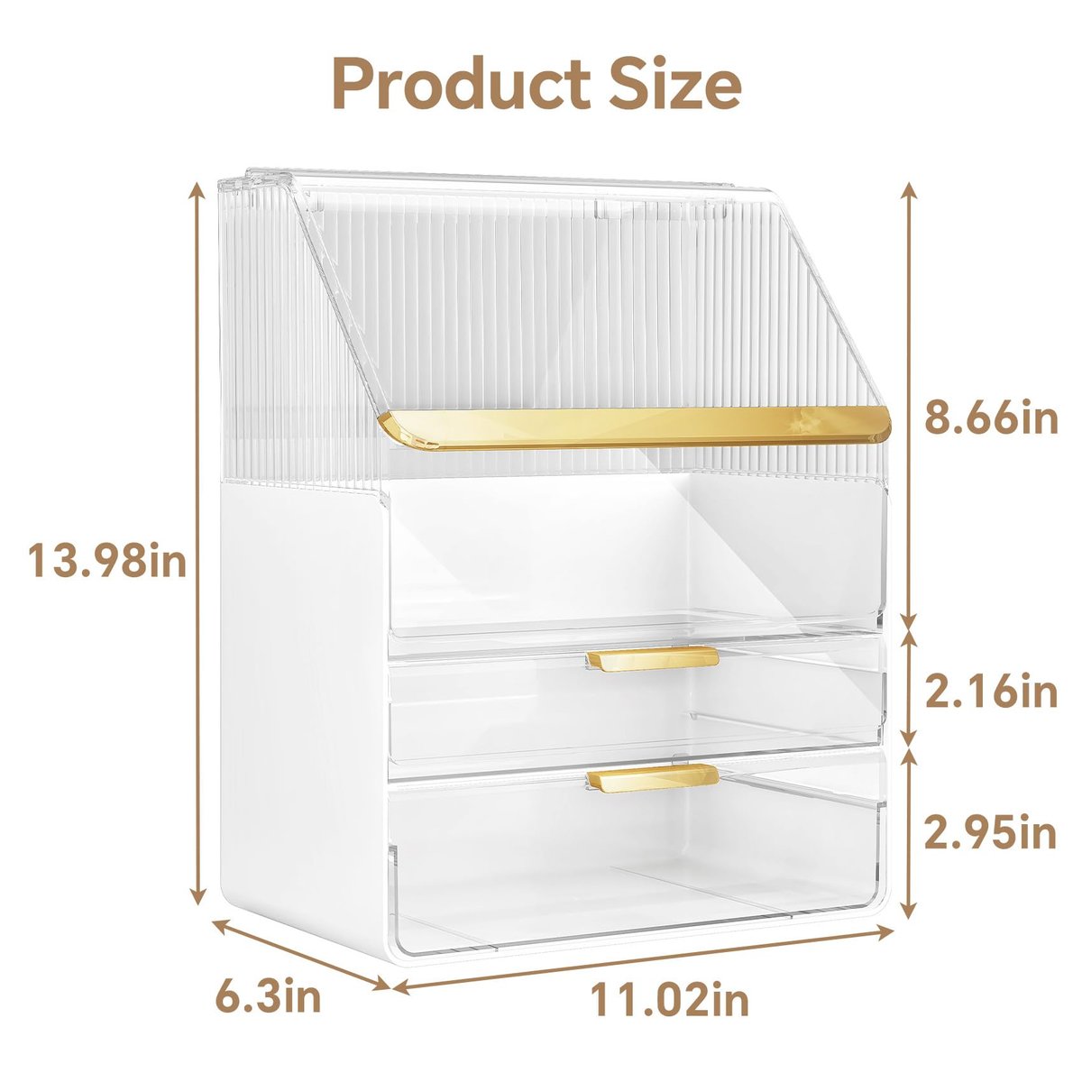 Clear 3-Tier Makeup Organizer Countertop with Lid - Ducoak Acrylic Skincare Storage for Vanity, Bathroom & Desk Avelisse