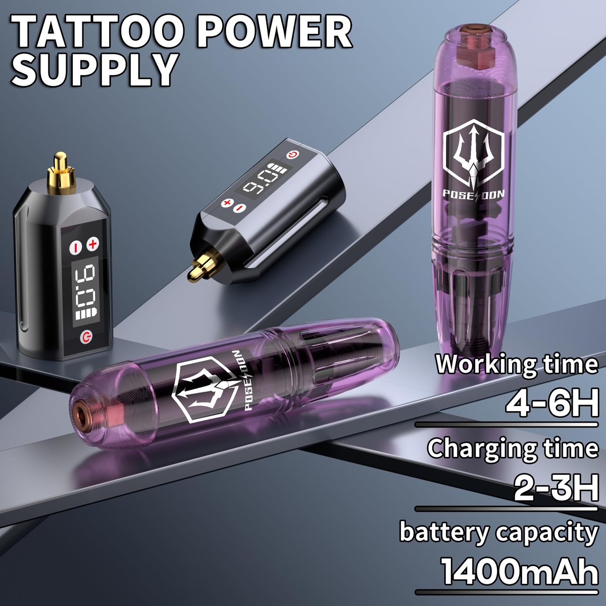 POSEIDON Tattoo Kit for Beginners – Complete Tattoo Gun Kit with 2 Power Supplies, 11 Inks & 20 Needles Avelisse