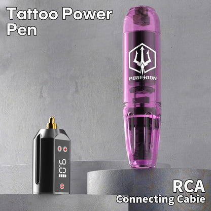 POSEIDON Tattoo Kit for Beginners – Complete Tattoo Gun Kit with 2 Power Supplies, 11 Inks & 20 Needles Avelisse