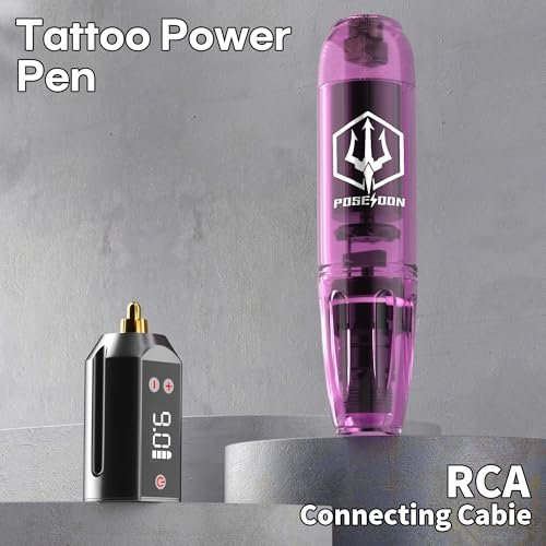 POSEIDON Tattoo Kit for Beginners – Complete Tattoo Gun Kit with 2 Power Supplies, 11 Inks & 20 Needles Avelisse