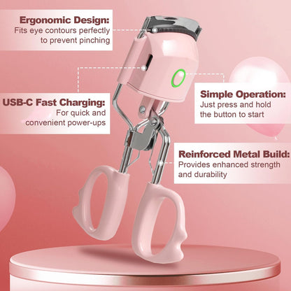 Heated Eyelash Curler Fast Heat Up in 15s, Electric Lash Curler with 2 Temperature Modes for 24H Long-Lasting Curls, Type-C Rechargeable, Quick Natural Curling Eye Lashes (Pink) Avelisse