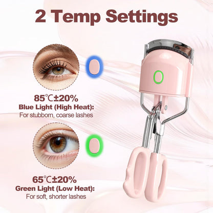Heated Eyelash Curler Fast Heat Up in 15s, Electric Lash Curler with 2 Temperature Modes for 24H Long-Lasting Curls, Type-C Rechargeable, Quick Natural Curling Eye Lashes (Pink) Avelisse