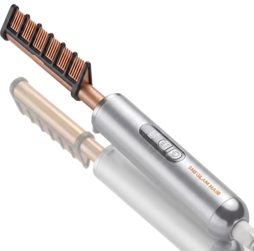 SHEGLAM Hot Comb Straightener Brush for Black Women Hair – 30s Fast Heating, 5 Temperature Settings, Dual Voltage, for Wigs, Insulated Protection Styler with Gloss Pro™ Coating Avelisse