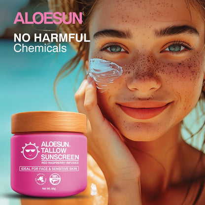 Organic Beef Tallow Sunscreen SPF 30 - Natural Sunblock Lotion for Face and Body with Non Nano Zinc Oxide Mineral Protection - Reef Safe Travel Size Tallow Moisturizer for Adult and Baby - 2.12 Oz Avelisse