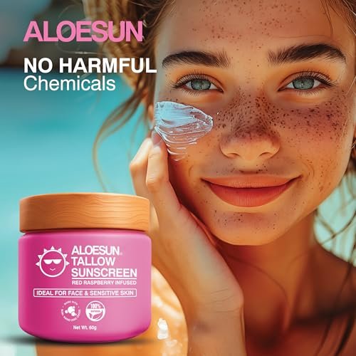 Organic Beef Tallow Sunscreen SPF 30 - Natural Sunblock Lotion for Face and Body with Non Nano Zinc Oxide Mineral Protection - Reef Safe Travel Size Tallow Moisturizer for Adult and Baby - 2.12 Oz Avelisse