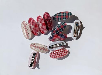 Lemeilleur 12 PCs (6 Pairs) 1.6 Inches Vintage Acrylic Resin Alligator Hair Barrettes - Cute Hair Pins for Girls Kids