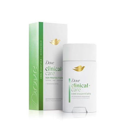 Dove Clinical + Care Antiperspirant Deodorant Invisible Solid Stick for Women, Cool Essentials with Nourishing Serum, 2.6 oz