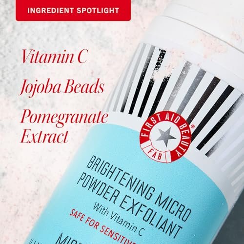 First Aid Beauty Micro Powder Exfoliant - Face Exfoliator with Vitamin C & Jojoba Beads - Ultra-Fine Face Scrub Revives Dull Skin (2 oz) Avelisse