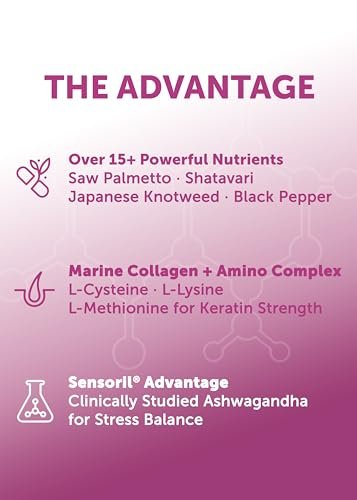 Lunakai USA Made Hair Growth Supplement for Women - Advanced 20 Nutrient with Marine Collagen, Saw Palmetto, Biotin & Keratin - Daily Hair Vitamins for Thicker Strands - 90 Capsules Avelisse