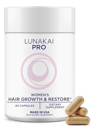 Lunakai USA Made Hair Growth Supplement for Women - Advanced 20 Nutrient with Marine Collagen, Saw Palmetto, Biotin & Keratin - Daily Hair Vitamins for Thicker Strands - 90 Capsules Avelisse