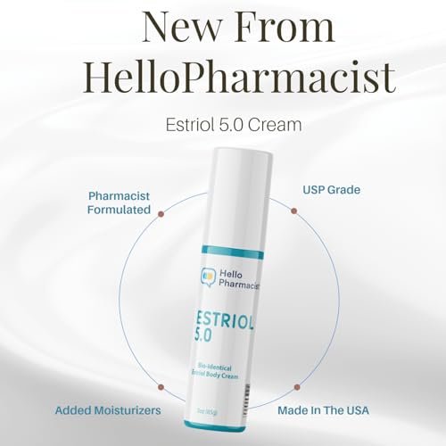 HelloPharmacist Natural Bioidentical Estriol 5.0 Professional Cream for Women - Menopause Support with Hyaluronic Acid & Moisturizers - 3 oz Avelisse
