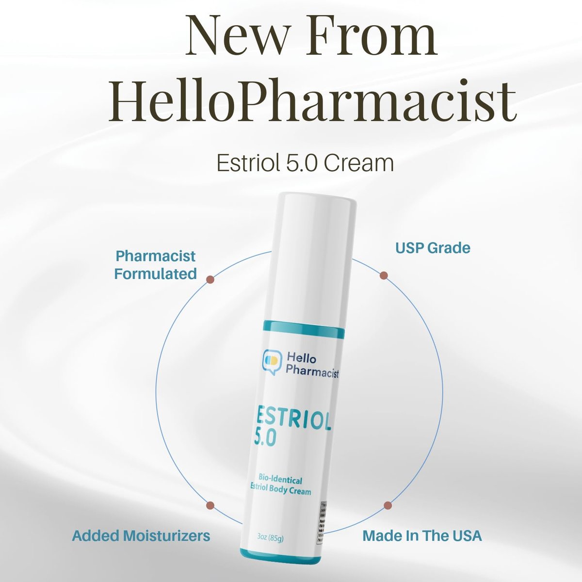 HelloPharmacist Natural Bioidentical Estriol 5.0 Professional Cream for Women - Menopause Support with Hyaluronic Acid & Moisturizers - 3 oz Avelisse