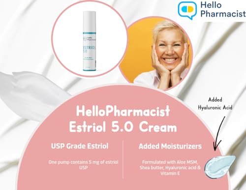 HelloPharmacist Natural Bioidentical Estriol 5.0 Professional Cream for Women - Menopause Support with Hyaluronic Acid & Moisturizers - 3 oz Avelisse