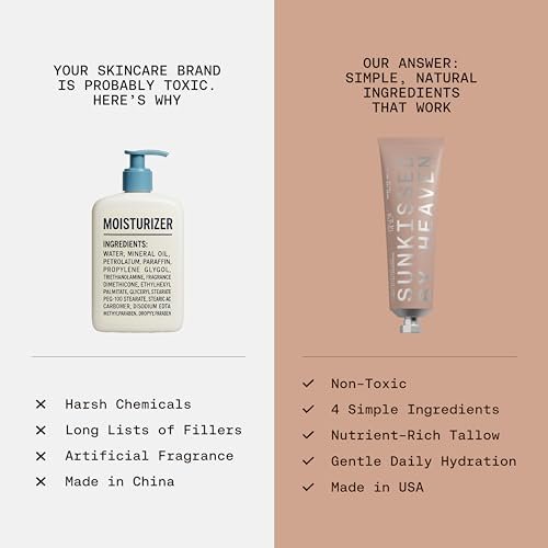 Sunkissed By Heaven Jay Alvarrez Beef Tallow Moisturizer – Cosmetic Grade Refined Grass-Fed & Finished Face Balm with Raw Honey, Jojoba Oil & Beeswax – Unscented for Sensitive & Dry Skin – 2.5 oz Avelisse