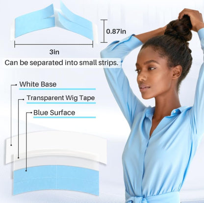 RAQEHO 50PCS Wig Tape - Double Sided Ultra-Hold Lace Front Tape, Strong Sticky Waterproof Toupee Tape Replacement, Ultra-Thin Wig Glue Strip for Lace Wigs, Hairpiece Hair Extensions