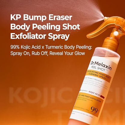 Dr.Melaxin Body Keratin Care Kojic Acid Turmeric Spray with AHA & PHA - Gentle Body Brightening & Exfoliating Peeling Solution, Korean Skincare, 6.76 fl.oz Avelisse