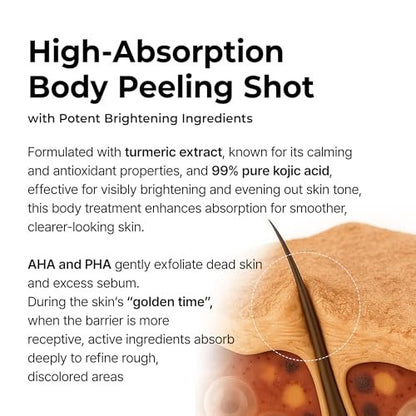 Dr.Melaxin Body Keratin Care Kojic Acid Turmeric Spray with AHA & PHA - Gentle Body Brightening & Exfoliating Peeling Solution, Korean Skincare, 6.76 fl.oz Avelisse