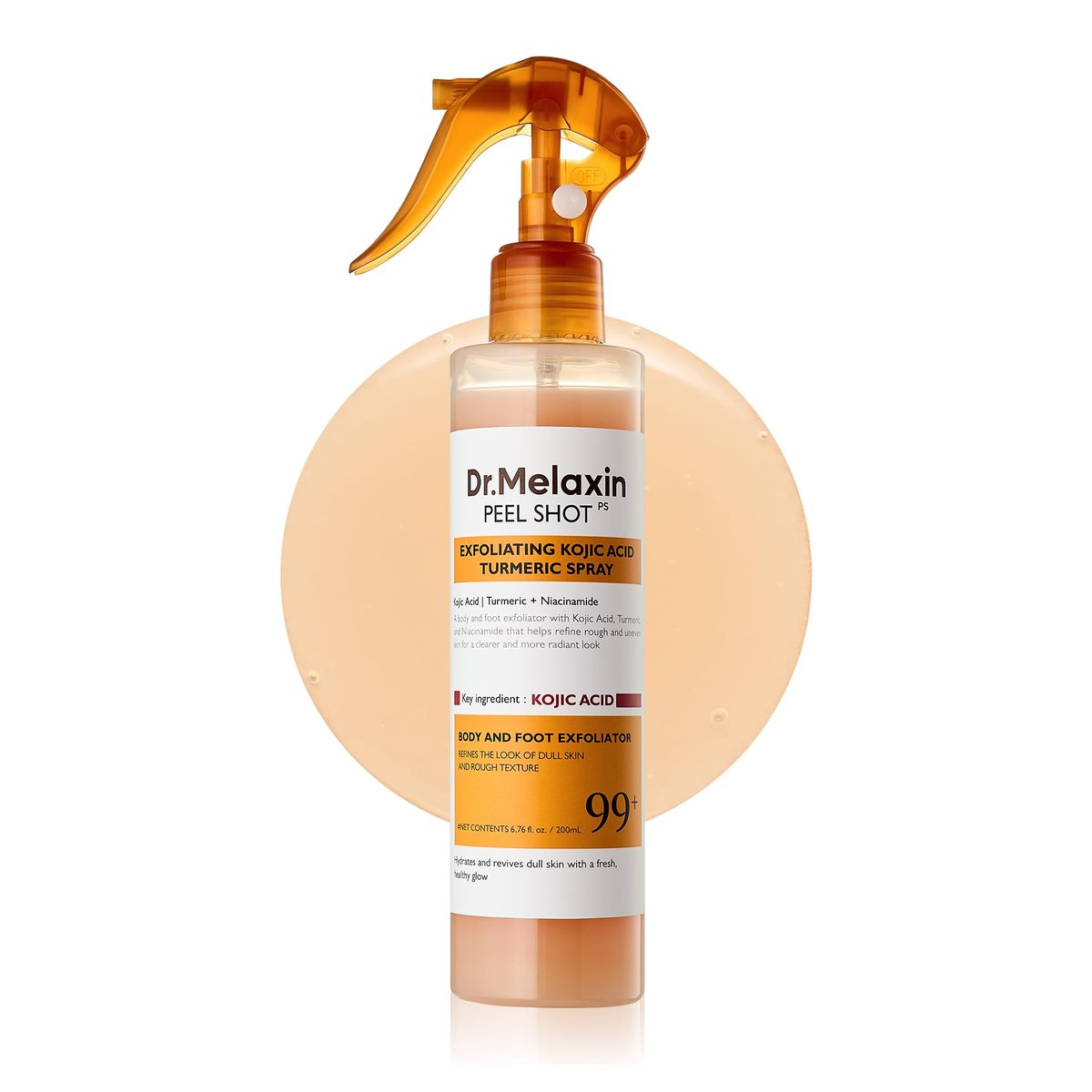 Dr.Melaxin Body Keratin Care Kojic Acid Turmeric Spray with AHA & PHA - Gentle Body Brightening & Exfoliating Peeling Solution, Korean Skincare, 6.76 fl.oz Avelisse