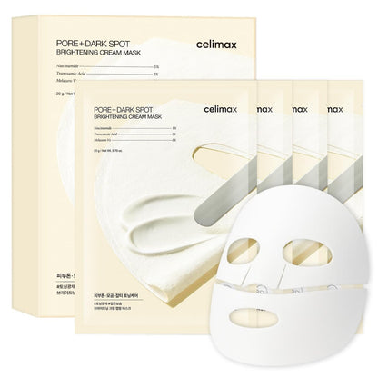 celimax Pore+Dark Spot Brightening Cream Mask 4-Pack | Niacinamide & Tranexamic Acid Sheet Mask for Enlarged Pores, Hyperpigmentation, and Hydration | Korean Skincare Mask