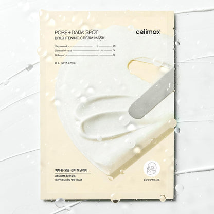 celimax Pore+Dark Spot Brightening Cream Mask 4-Pack | Niacinamide & Tranexamic Acid Sheet Mask for Enlarged Pores, Hyperpigmentation, and Hydration | Korean Skincare Mask