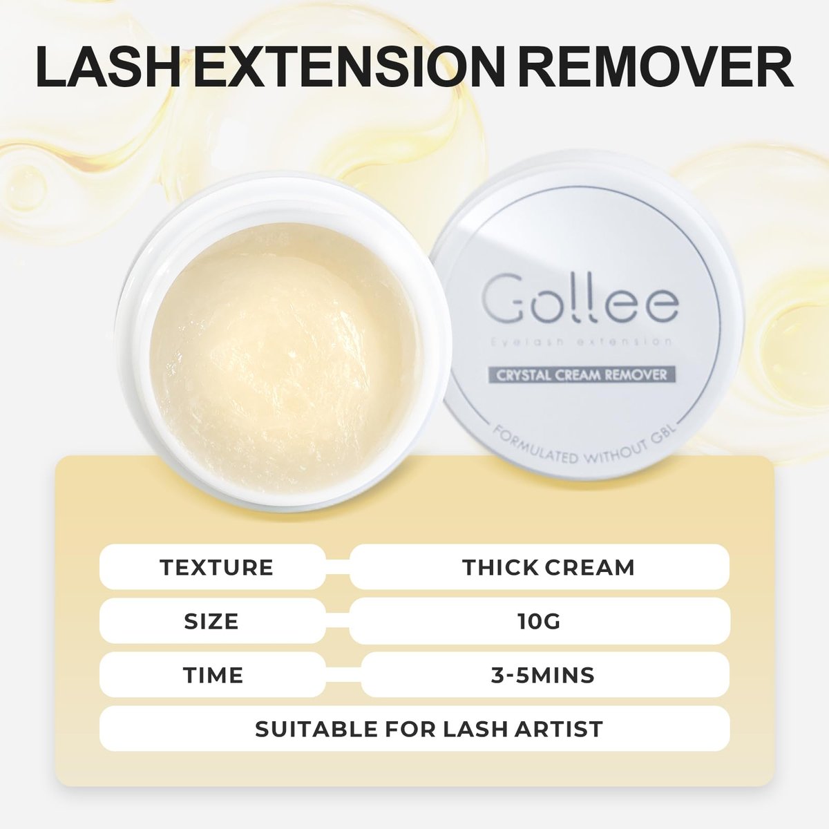 GOLLEEPRO Eyelash Extension Remover - Fast Dissolve Cream for Safe, Gentle Adhesive Removal - Professional Lash Supplies Avelisse