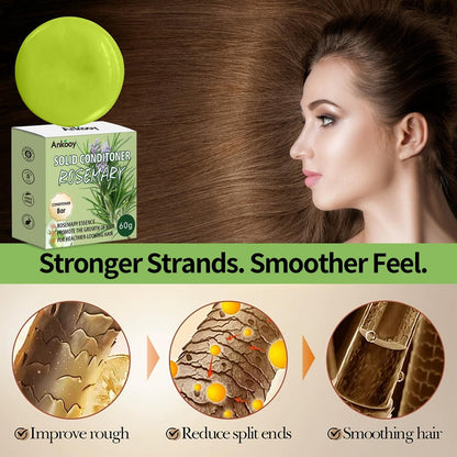 ANKOOY 2 Pack Rosemary Oil Shampoo Bars and Conditioner Set - Strengthens Hair, Thickens Strands, Controls Oil, Supports Scalp Health, Reduces Hair Loss for Men and Women