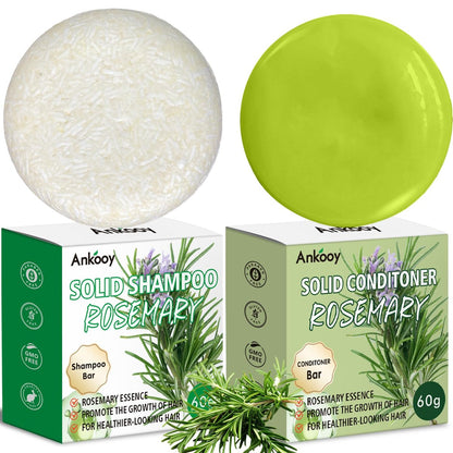ANKOOY 2 Pack Rosemary Oil Shampoo Bars and Conditioner Set - Strengthens Hair, Thickens Strands, Controls Oil, Supports Scalp Health, Reduces Hair Loss for Men and Women