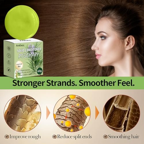 ANKOOY 2 Pack Rosemary Oil Shampoo Bars and Conditioner Set - Strengthens Hair, Thickens Strands, Controls Oil, Supports Scalp Health, Reduces Hair Loss for Men and Women - görsel 9