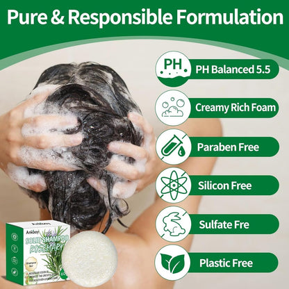 ANKOOY 2 Pack Rosemary Oil Shampoo Bars and Conditioner Set - Strengthens Hair, Thickens Strands, Controls Oil, Supports Scalp Health, Reduces Hair Loss for Men and Women