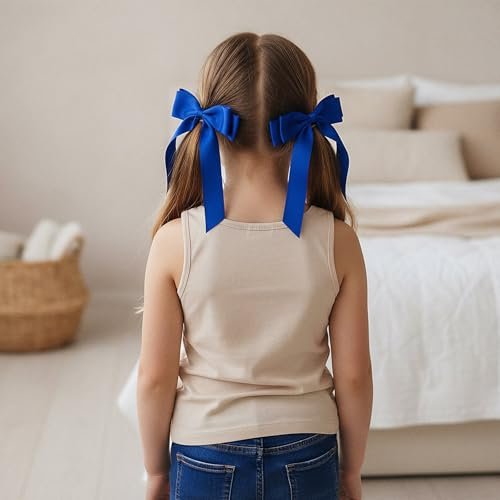 Matwsec Royal Blue Hair Bows with Tails - 2 Pack Fabric Hair Clips for Women and Girls - görsel 8
