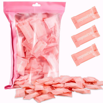 MEQHUO 150Pcs Compressed Towel Tablets – Portable Mini Disposable Face Towels for Travel, Camping, Hiking & Outdoor Activities – Individually Wrapped Cotton Washcloths
