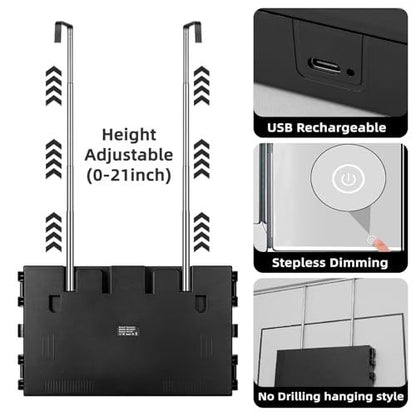 Vanexiss Rechargeable 3-Way Mirror for Self Hair Cutting – Trifold Mirror with 8 LED Light Strips & Telescoping Hooks for Makeup, Shaving & Styling (Black, Large) Avelisse