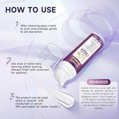 10% Azelaic Acid Acne Treatment for Face – Hormonal/Cystic Acne Spot Treatment Cream | Redness Reducing Acne Moisturizer for Rosacea & Sensitive, Acne-Prone Skin | Teens & Adults, 1.7 oz