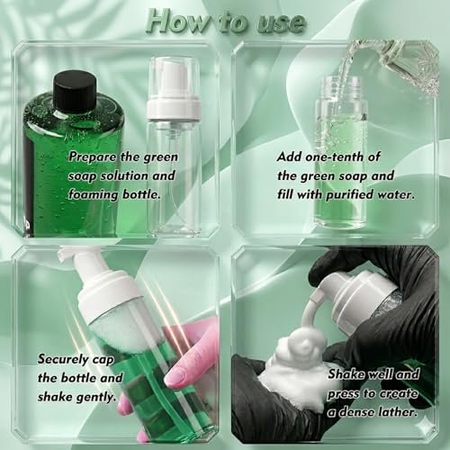 Rayyl Tattoo Green Soap 16.9oz Ultra Concentrated + 7oz Foam Bottle Kit – Vegan Formula, Professional Skin Cleanser for Tattoos & Piercings, Travel-Ready Value Pack - görsel 6