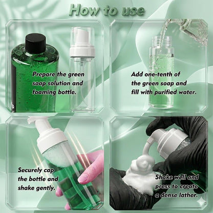 Rayyl Tattoo Green Soap 16.9oz Ultra Concentrated + 7oz Foam Bottle Kit – Vegan Formula, Professional Skin Cleanser for Tattoos & Piercings, Travel-Ready Value Pack