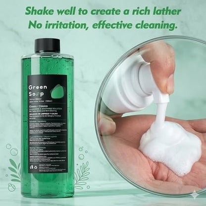 Rayyl Tattoo Green Soap 16.9oz Ultra Concentrated + 7oz Foam Bottle Kit – Vegan Formula, Professional Skin Cleanser for Tattoos & Piercings, Travel-Ready Value Pack