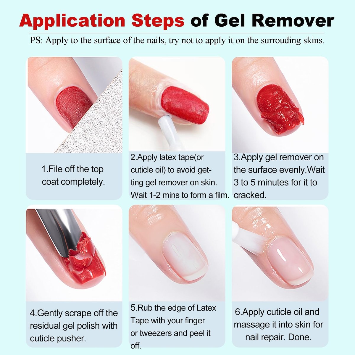 LOUINSTIC Gel Nail Polish Remover & Liquid Latex for Nails – Fast 2-5 Minute Removal, Low Irritation, No Residue, No Foil Needed, with Manicure Tools (2 Pack) Avelisse