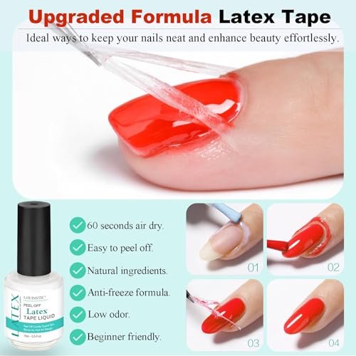 LOUINSTIC Gel Nail Polish Remover & Liquid Latex for Nails – Fast 2-5 Minute Removal, Low Irritation, No Residue, No Foil Needed, with Manicure Tools (2 Pack) Avelisse