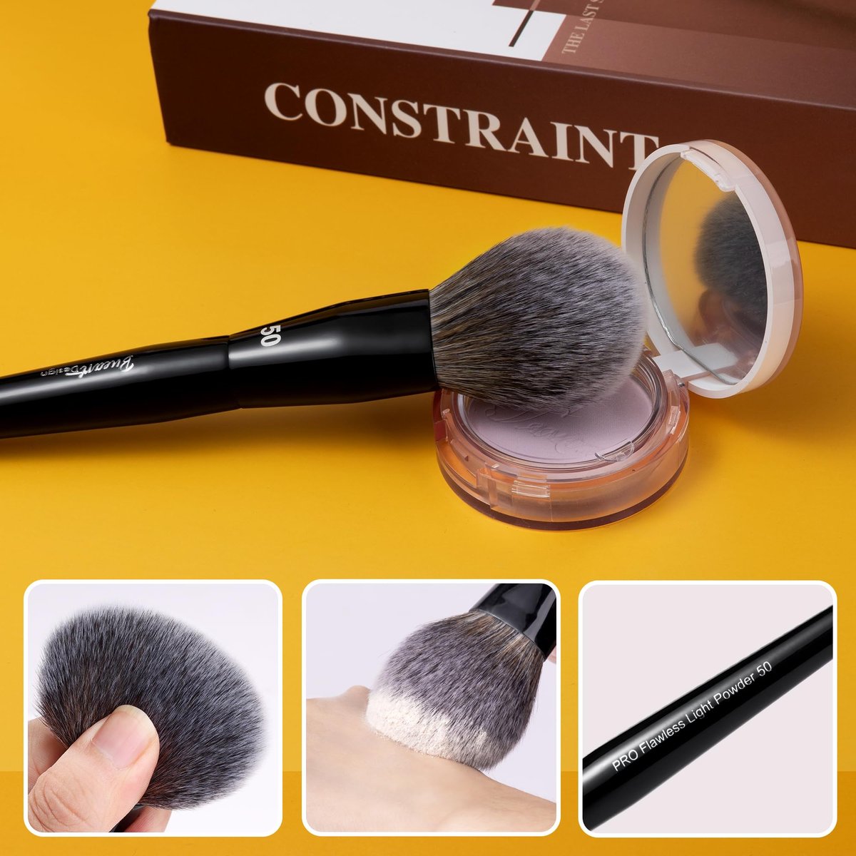 Bueart Design PRO Flawless Light Powder Makeup Brush 50 - Ultra-Soft Synthetic Bristles for Loose Powder, Setting Powder & Blush, Cruelty-Free Makeup Brush for Flawless Application Avelisse