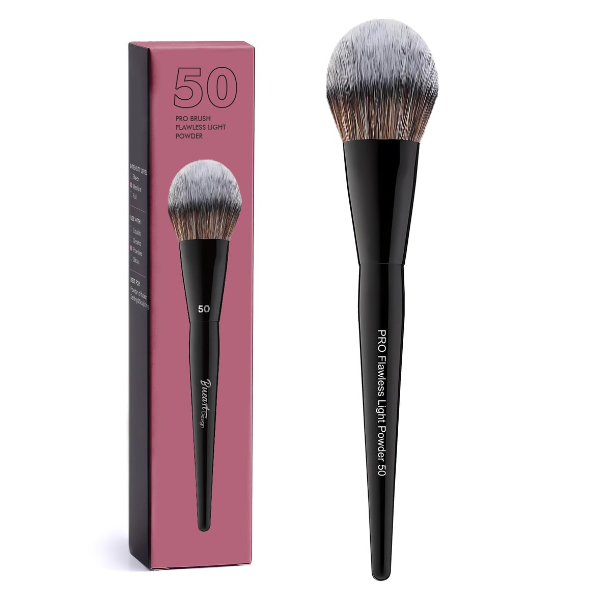 Bueart Design PRO Flawless Light Powder Makeup Brush 50 - Ultra-Soft Synthetic Bristles for Loose Powder, Setting Powder & Blush, Cruelty-Free Makeup Brush for Flawless Application Avelisse
